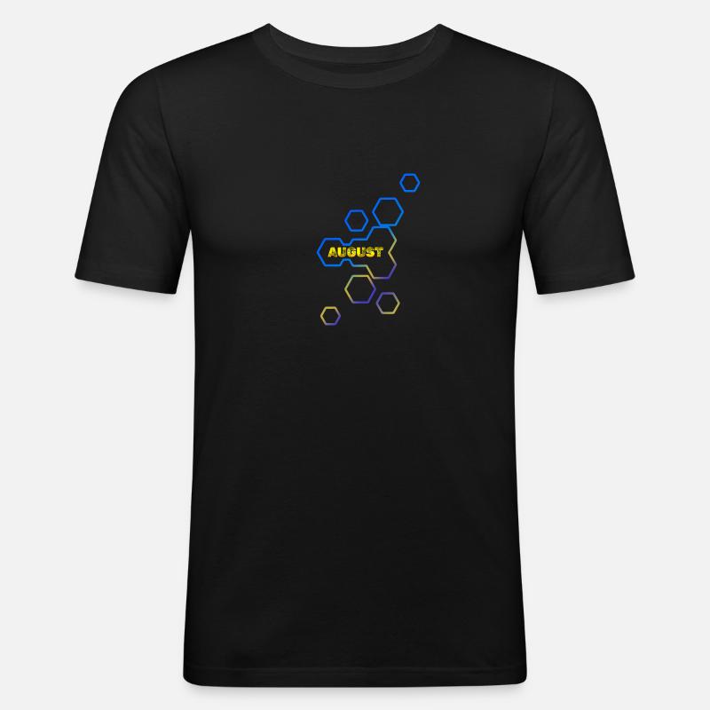 Name August - Männer Slim Fit T-Shirt - Schwarz