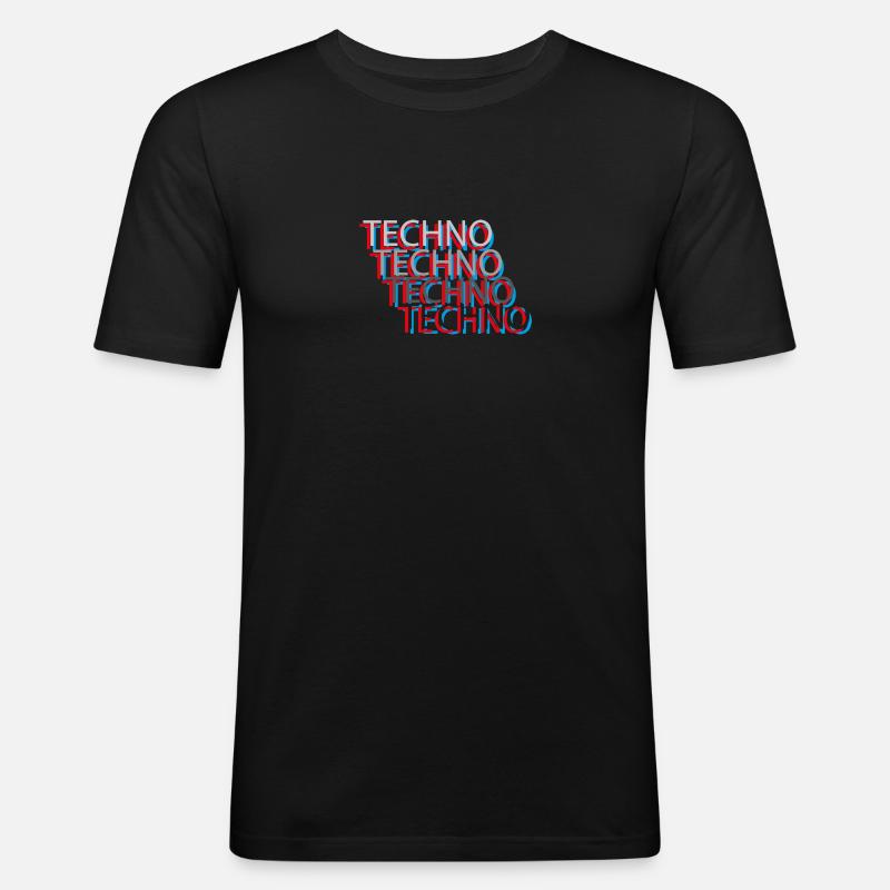 Techno - Männer Slim Fit T-Shirt - Schwarz
