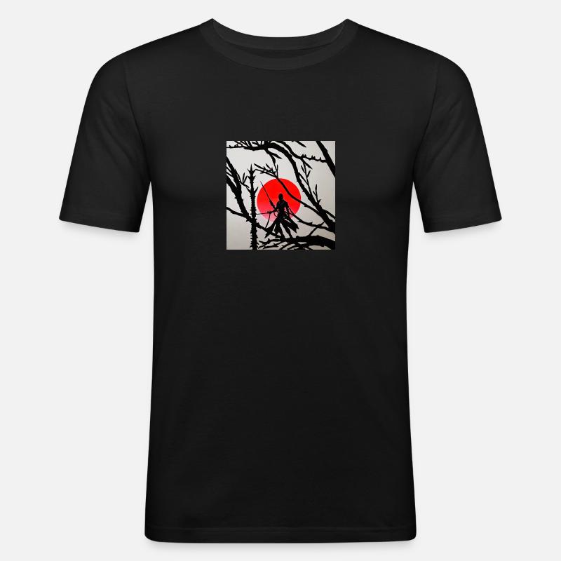 Samurai - Männer Slim Fit T-Shirt - Schwarz
