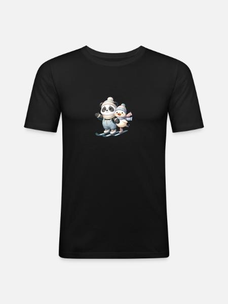 Panda - Männer Slim Fit T-Shirt - Schwarz