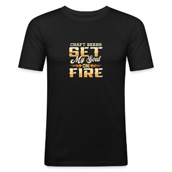 Craft Beers Set My Soul On Fire Brews Enthusiast - Men's Slim Fit T-Shirt - black - Front - Nik (191cm)