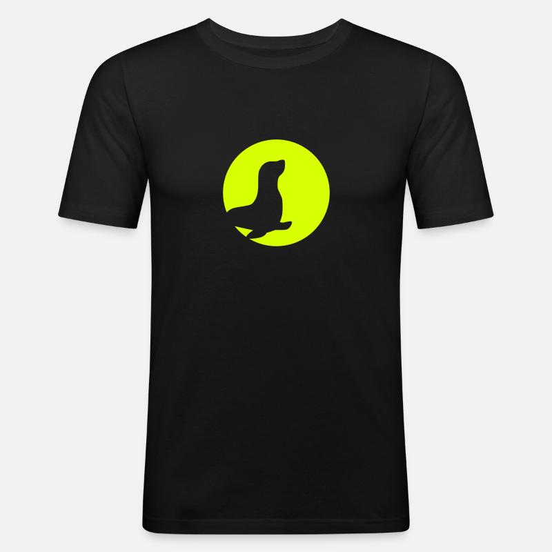 Robbe - Männer Slim Fit T-Shirt - Schwarz