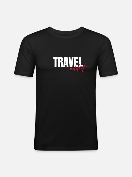 TravelAddict - Men's Slim Fit T-Shirt - black