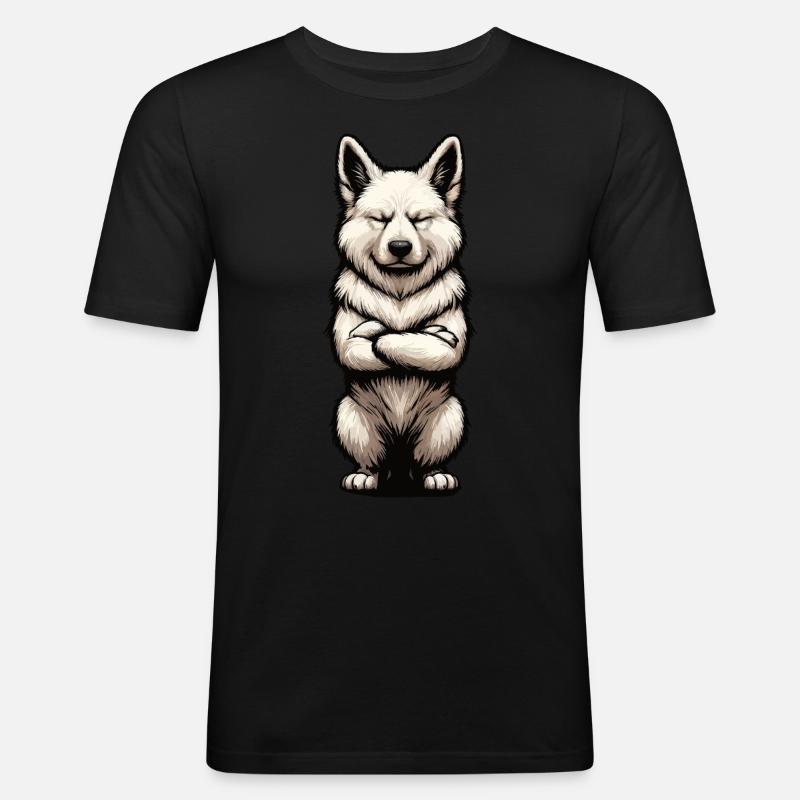 Weißer Schäferhund Schäferhund Schäferhunde - Männer Slim Fit T-Shirt - Schwarz