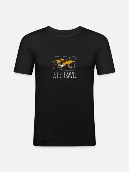Lets Travel Vacation Traveler Relaxation - Men's Slim Fit T-Shirt - black