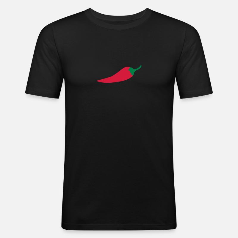 Chilischote - Männer Slim Fit T-Shirt - Schwarz