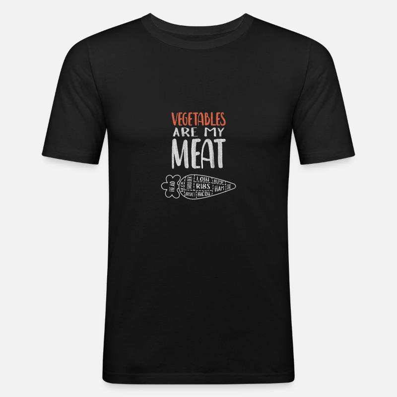 Gemüse ist mein Fleisch - Männer Slim Fit T-Shirt - Schwarz
