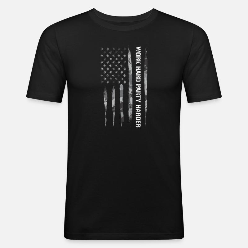 Work Hard Party Harder - Männer Slim Fit T-Shirt - Schwarz
