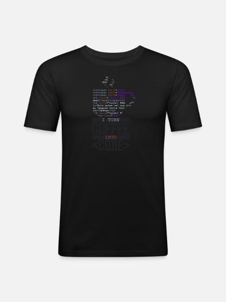 Turn Coffee into Code - Männer Slim Fit T-Shirt - Schwarz