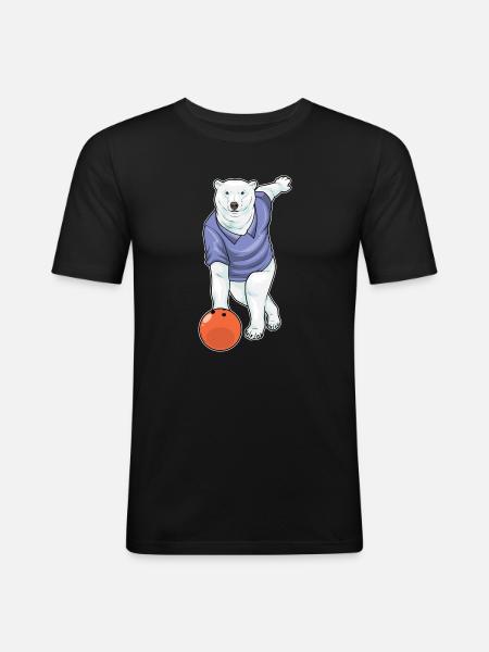 Eisbär Bowling Bowlingkugel - Männer Slim Fit T-Shirt - Schwarz