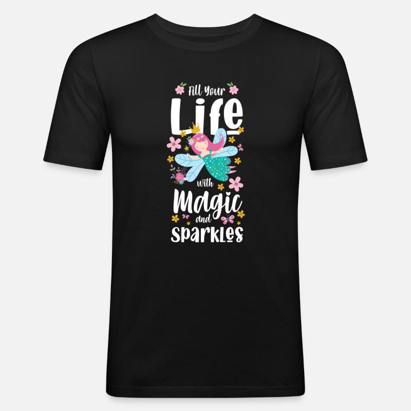 Elfe Schwester Einhorn - Männer Slim Fit T-Shirt - Schwarz