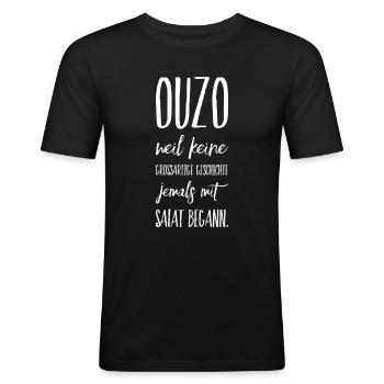 Lustiger Griechischer Spruch Griechenland Geschenk - Männer Slim Fit T-Shirt - Schwarz - Vorne - Nik (191cm)