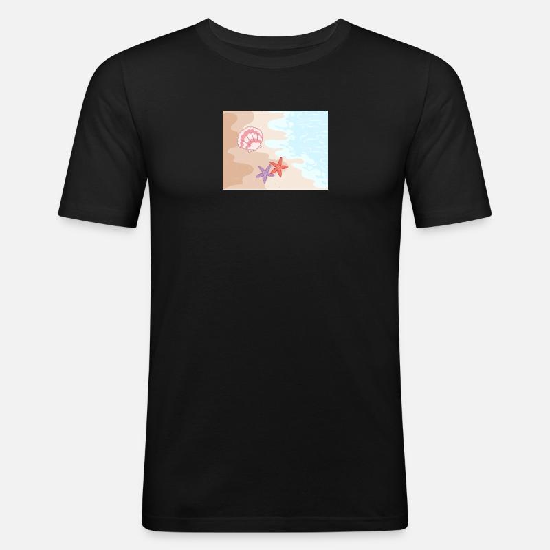Summer beach starfish and shells - Men's Slim Fit T-Shirt - black