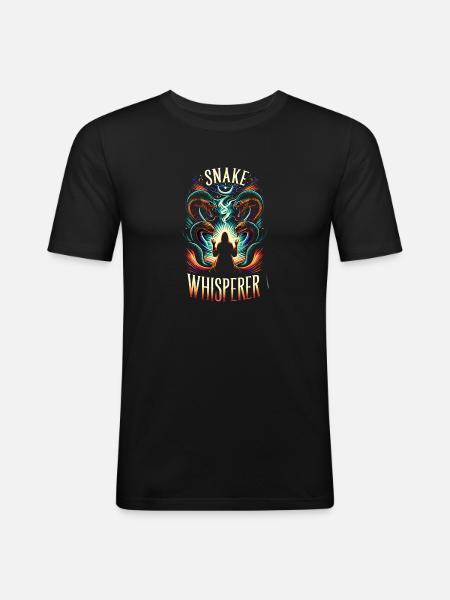 Snake Whisperer 7 - Männer Slim Fit T-Shirt - Schwarz