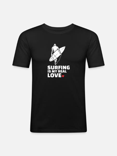 J’adore surfer - T-shirt près du corps Homme - noir
