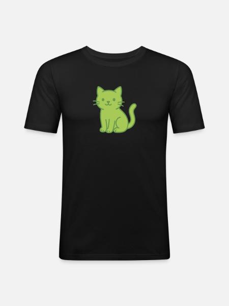Cute Cat - Men's Slim Fit T-Shirt - black