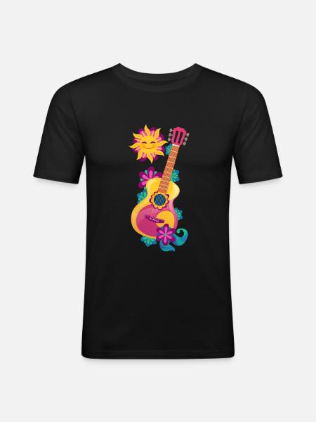 Gitarre - Männer Slim Fit T-Shirt - Schwarz