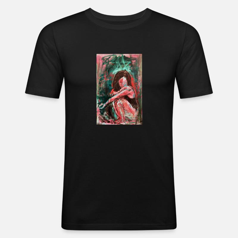 Freya - Männer Slim Fit T-Shirt - Schwarz