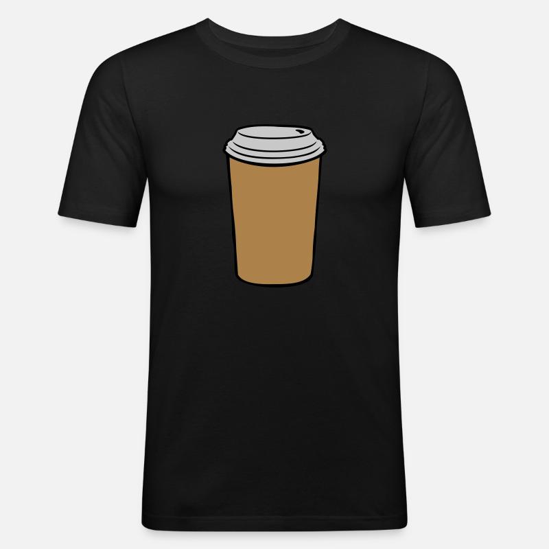 Kaffee to go Becher - Männer Slim Fit T-Shirt - Schwarz