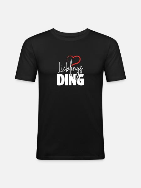 Lieblingsding mit Herz - Männer Slim Fit T-Shirt - Schwarz