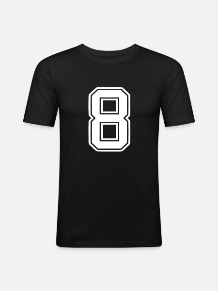 8 - Männer Slim Fit T-Shirt - Schwarz