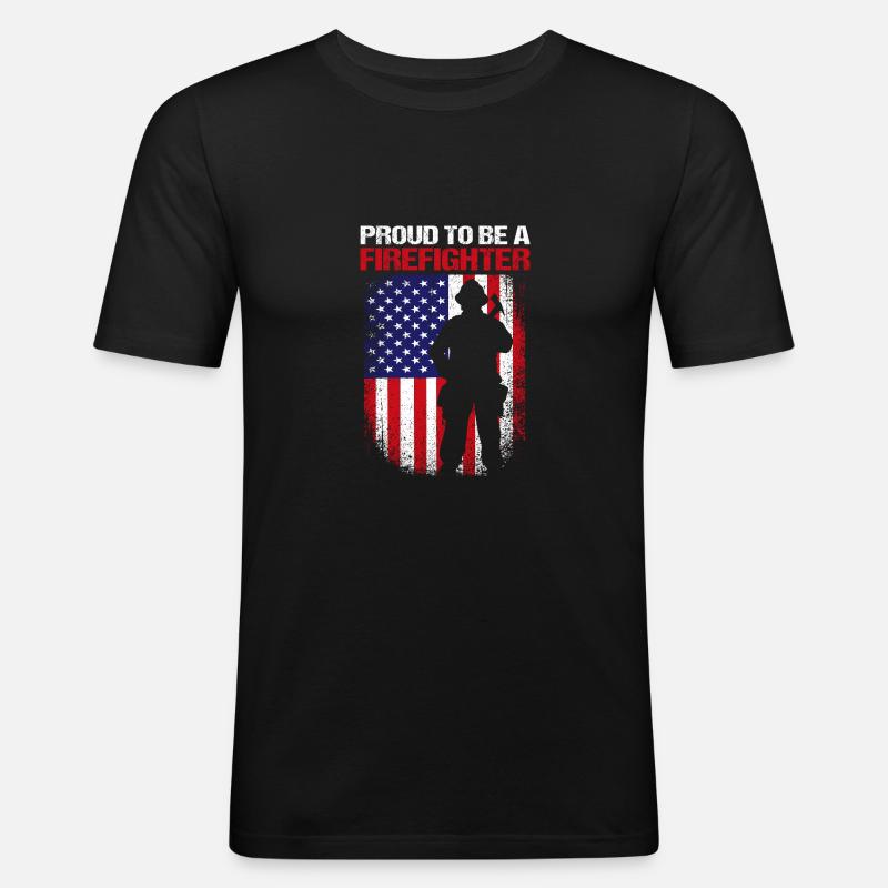 Pompier Pompier - T-shirt près du corps Homme - noir