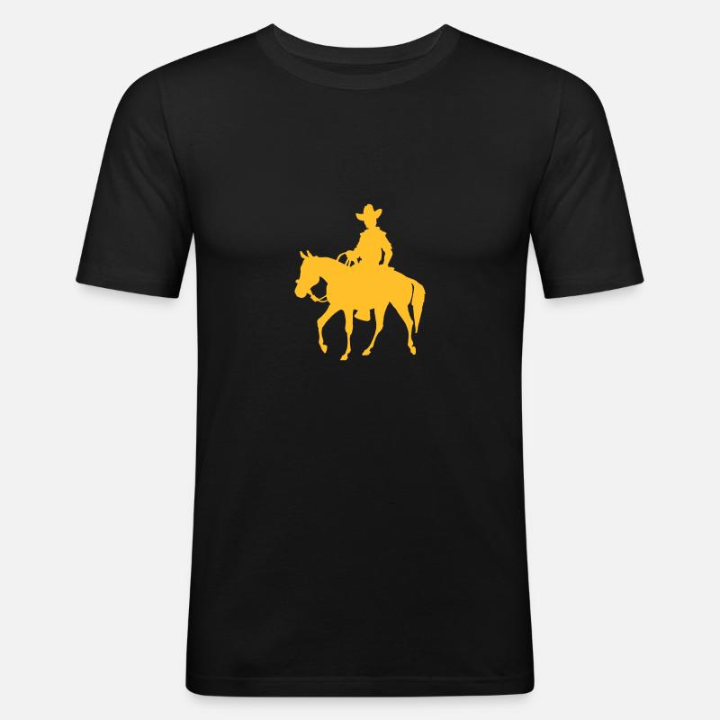 Cowboy - Männer Slim Fit T-Shirt - Schwarz