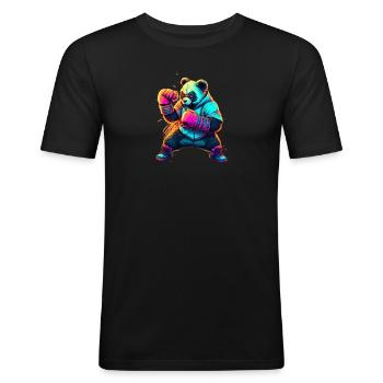 Panda Boxen Kung Fu - Männer Slim Fit T-Shirt - Schwarz - Vorne - Nik (191cm)