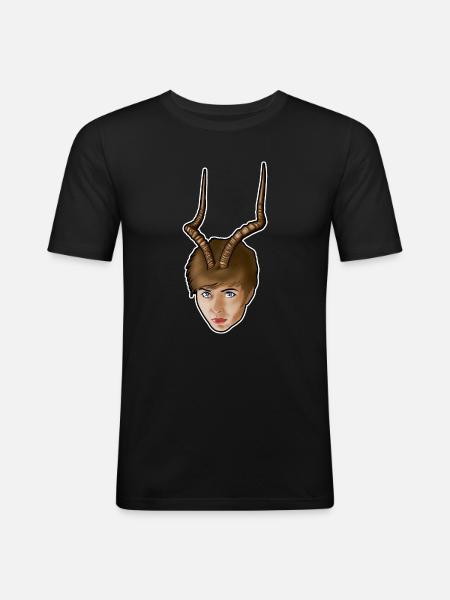 Frau mit Geweih - Männer Slim Fit T-Shirt - Schwarz