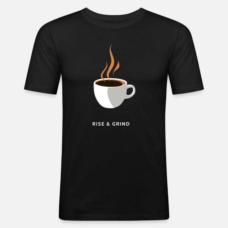 Dämpfende Kaffeemühle - Männer Slim Fit T-Shirt - Schwarz