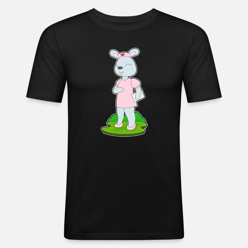 Hase Krankenschwester - Männer Slim Fit T-Shirt - Schwarz