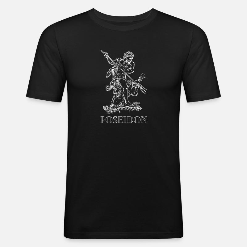 Poseidon - Männer Slim Fit T-Shirt - Schwarz