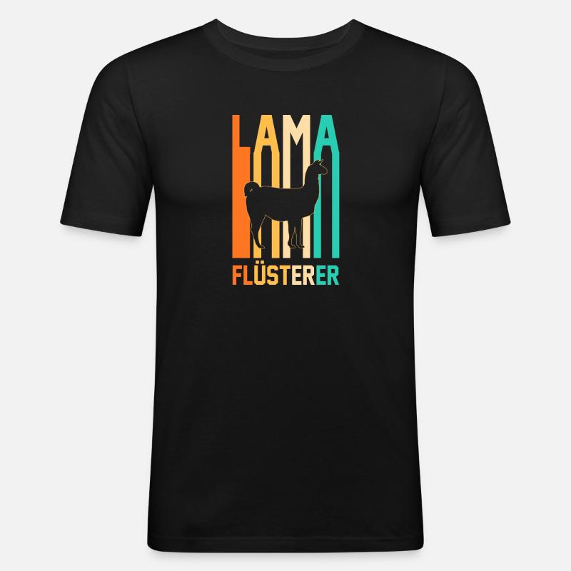 Lama - Männer Slim Fit T-Shirt - Schwarz