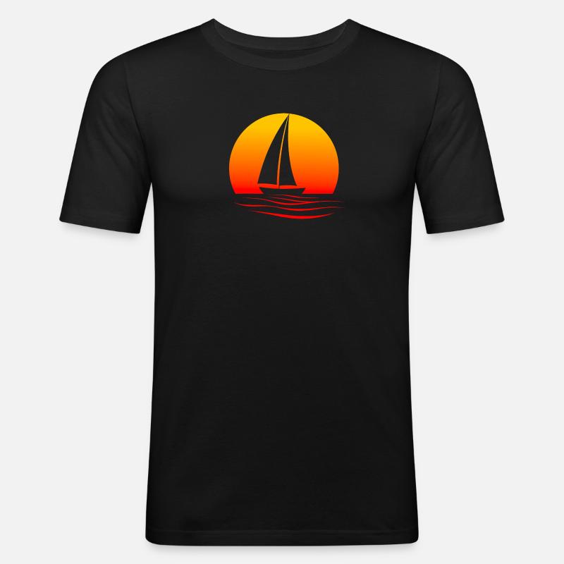 Stimmungsvolles Segelbootdesign - Männer Slim Fit T-Shirt - Schwarz