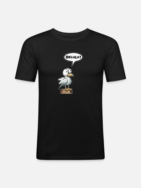 Seagull speech bubble Delulu - Men's Slim Fit T-Shirt - black