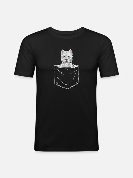 West Highland White Terrier Westie - T-shirt près du corps Homme - noir