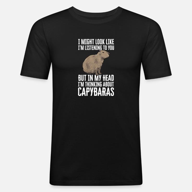 Capybara Nagetier - Männer Slim Fit T-Shirt - Schwarz
