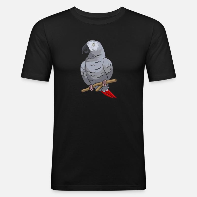 Graupapagei African Grey Parrot Papagei - Männer Slim Fit T-Shirt - Schwarz
