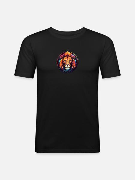 Geometric Lion no2 - T-shirt près du corps Homme - noir