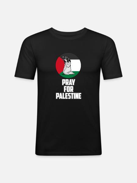FRIT PALÆSTINA PALESTINA GAZA BEDER FOR PALÆSTINA - Herre Slim Fit T-Shirt - sort