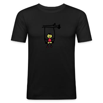 Kind Schaukel 3 - Männer Slim Fit T-Shirt - Schwarz - Vorne - Nik (191cm)