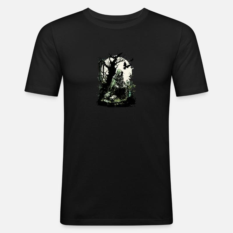 Druiden-Elf - Männer Slim Fit T-Shirt - Schwarz