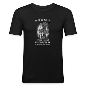 Vater & Tochter - Männer Slim Fit T-Shirt - Schwarz - Vorne - Nik (191cm)