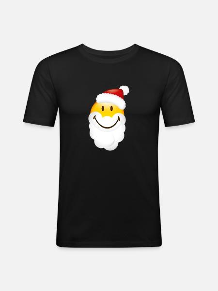 Smiley Glossy Santa - Men's Slim Fit T-Shirt - black