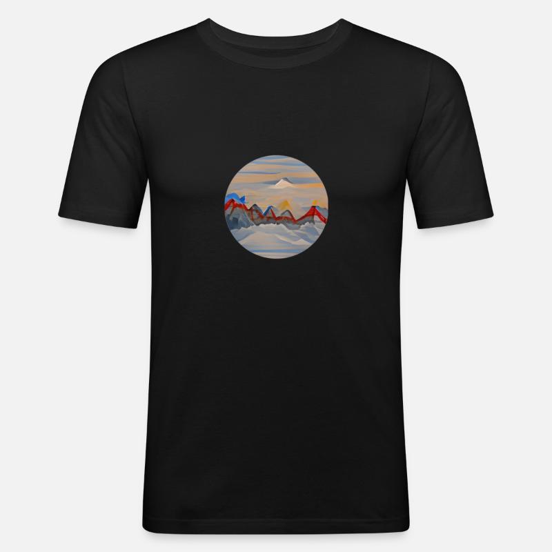Brushed Mountains - Männer Slim Fit T-Shirt - Schwarz