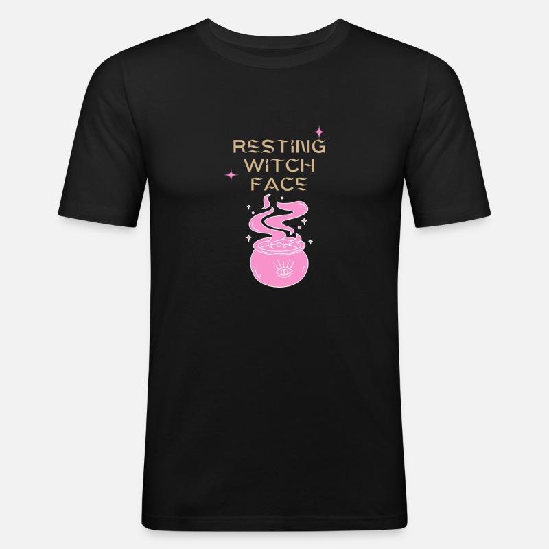 Resting Witch Face Hexenpot - Männer Slim Fit T-Shirt - Schwarz
