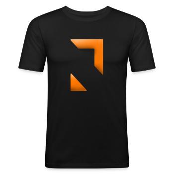Logo - Männer Slim Fit T-Shirt - Schwarz - Vorne - Nik (191cm)