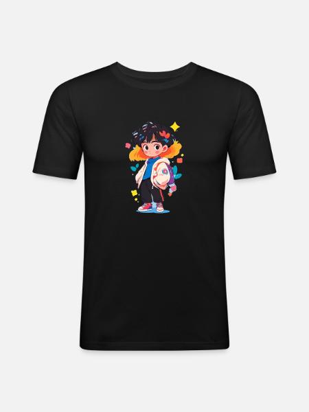 Manga Garçon - T-shirt près du corps Homme - noir