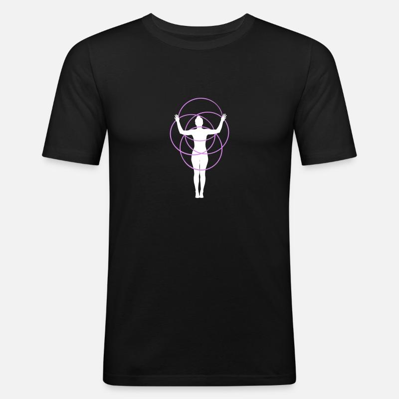 Hulahoop Silhouette - Männer Slim Fit T-Shirt - Schwarz