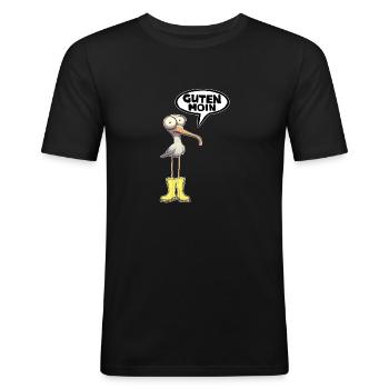 Guten Moin Möwe Sprechblase - Männer Slim Fit T-Shirt - Schwarz - Vorne - Nik (191cm)
